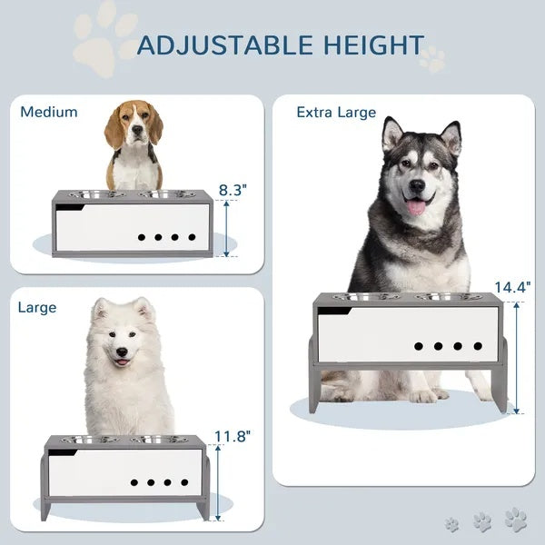 Elevated Dog Bowls, 3 Height Adjustable Raised Dog Bowls W Slow Feeder Mat, Stand, For Medium To Extra Large Dogs - DropOnline.co