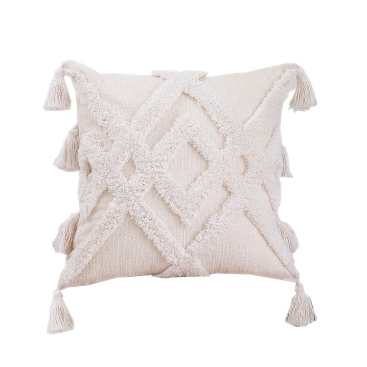 Tufted Cotton And Linen Blended Cushion And Pillowcase - DropOnline.co