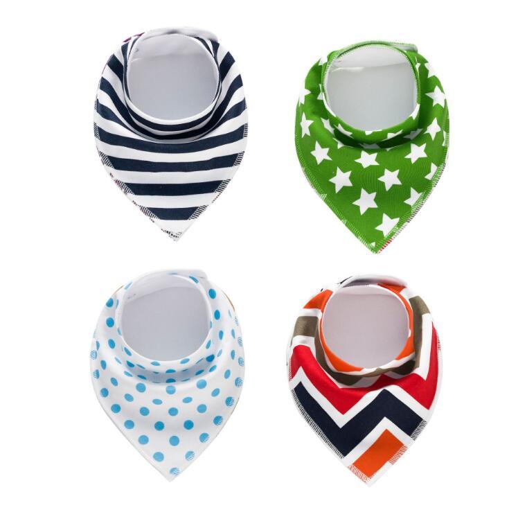 Baby Bandana Bibs 4-Pack - Cotton Triangle Drool Bibs with Arrow & Wave Prints - DropOnline.co