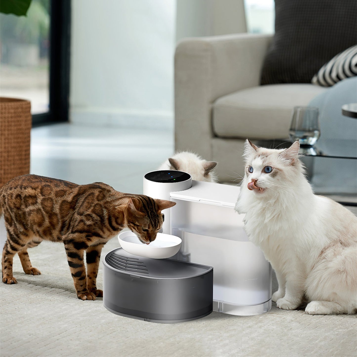 1Pc Smart Pet Water Fountain Automatic Cat Water Dispenser 3L Cordless Rechargeable Dog Water Fountain Self-Refill With 3 Adjustable Volume 3 Time Intervals Touch Control - DropOnline.co