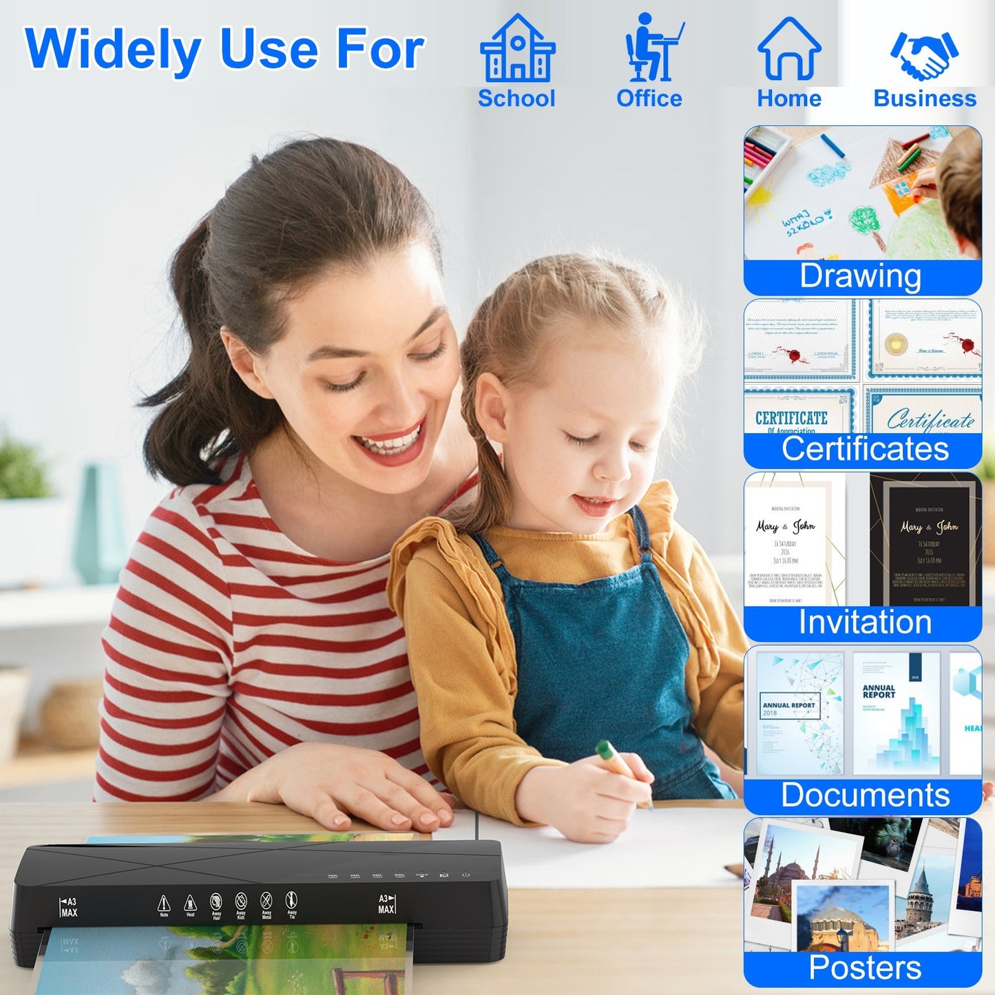 1Pc 13Inch Laminator Machine Hot And Cold Mode A4 Personal Thermal Laminator With ABS Function 60S Warm Up Time 30Mins Auto Off For Home Office School Business - DropOnline.co