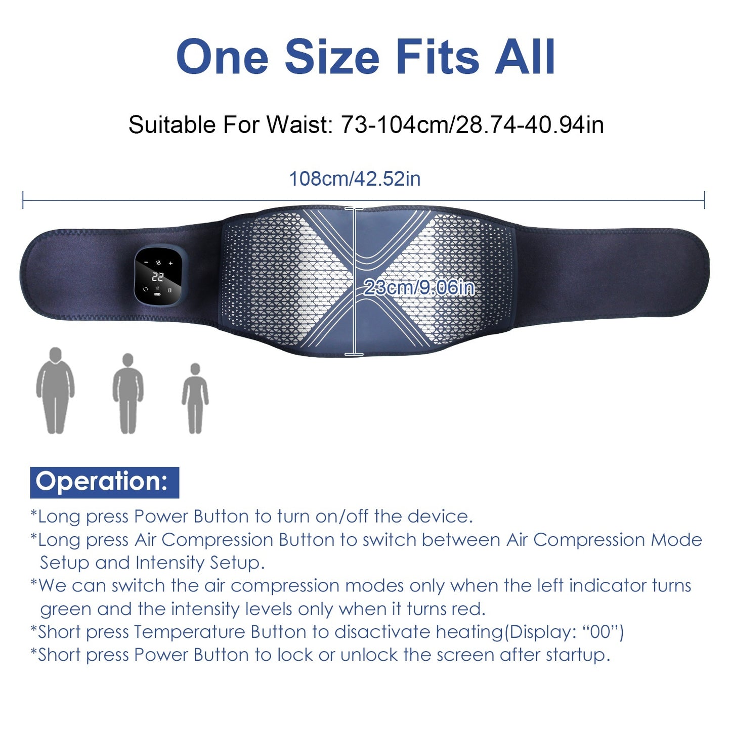 1Pc Lower Back Massager Heating Pad Cordless Heating Pad With Air Compression Vibration For Back Belly Waist Shoulder Pain Relief - DropOnline.co