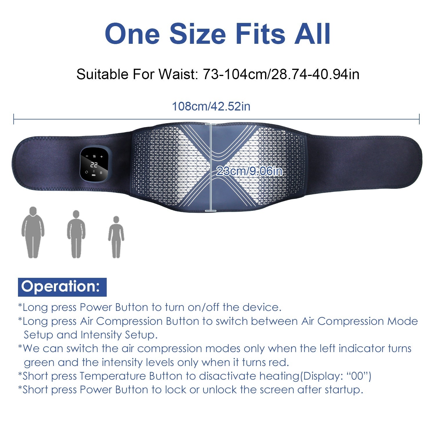 1Pc Lower Back Massager Heating Pad Cordless Heating Pad With Air Compression Vibration For Back Belly Waist Shoulder Pain Relief - DropOnline.co