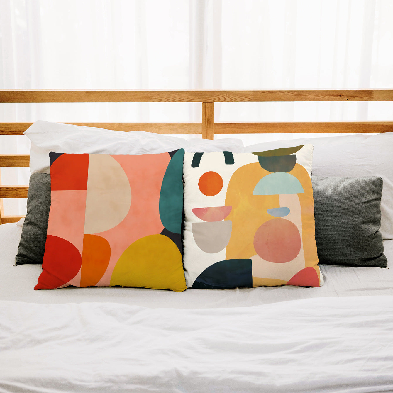 Simple Geometric Abstract Pattern Sofa Backrest Cushion Cover - DropOnline.co
