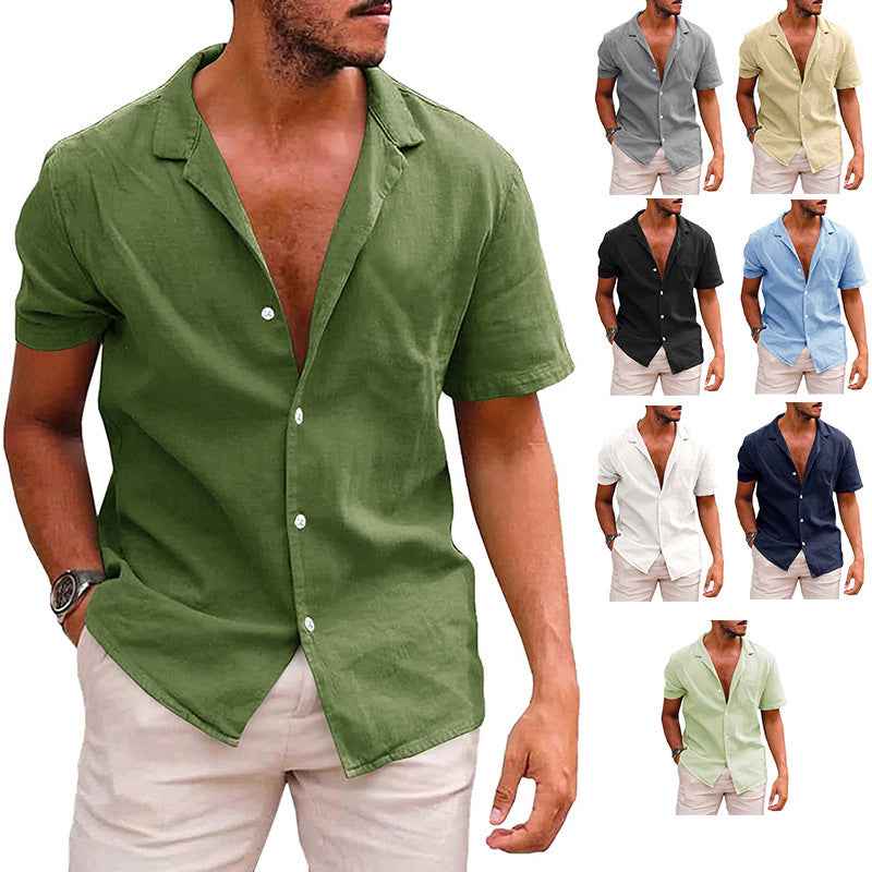 Men's Casual Button Down Beach Shirt - Short Sleeve Summer Top