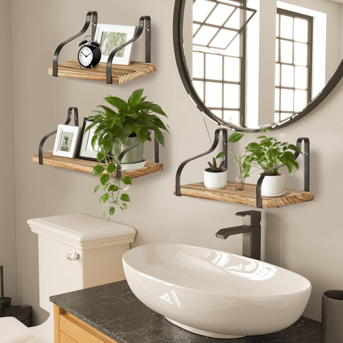 3 Pcs Wood Floating Shelves - DropOnline.co