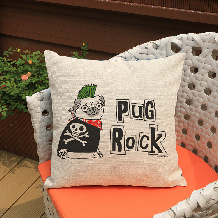 Printed cotton and linen cushion cover - DropOnline.co