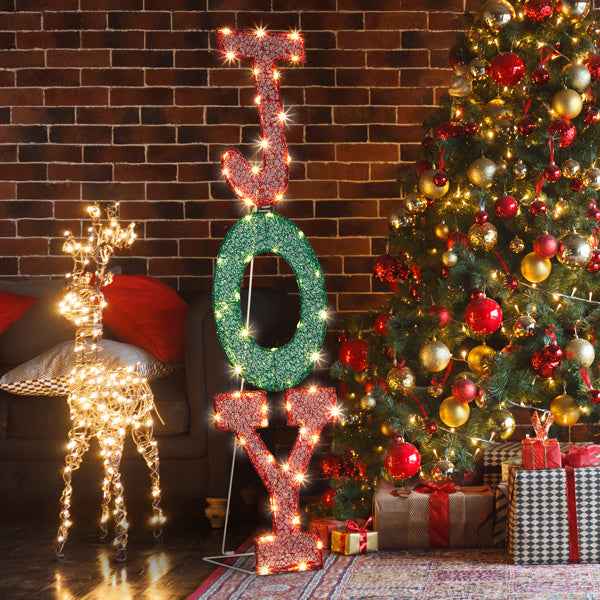 29X27X99cm JOY Letter 2D Warm White Light - Mesh Powder Christmas Lighting - DropOnline.co