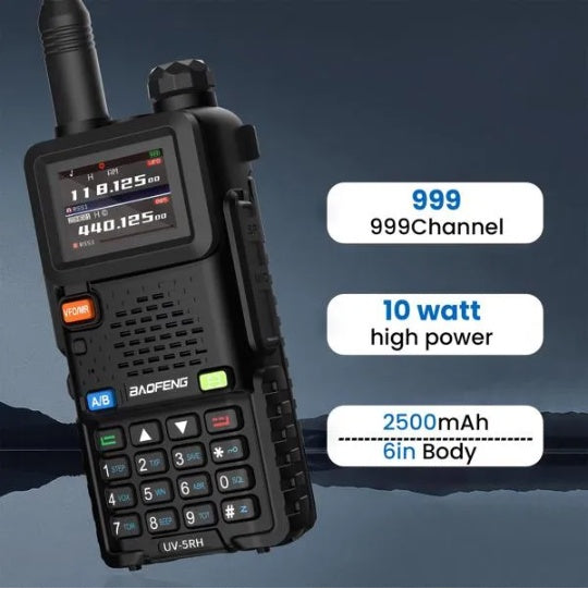 BAOFENG UV-5RH 10w GMRS Ham Radio With Long Range Walkie Talkies, Multifunctional Use, USB-C Charging, 999 Channels, Colorful LCD Display, Audio Produces - DropOnline.co