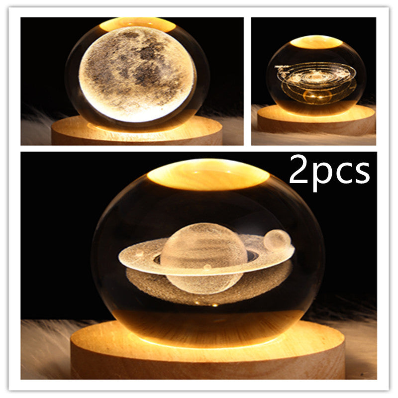 LED Night Light Galaxy Crystal Ball Table Lamp 3D Planet Moon Lamp Bedroom Home Decor For Kids Party Children Birthday Gifts - DropOnline.co