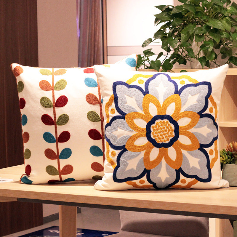 Embroidered Flower Nordic Fabric Sofa Cushion Cover - DropOnline.co