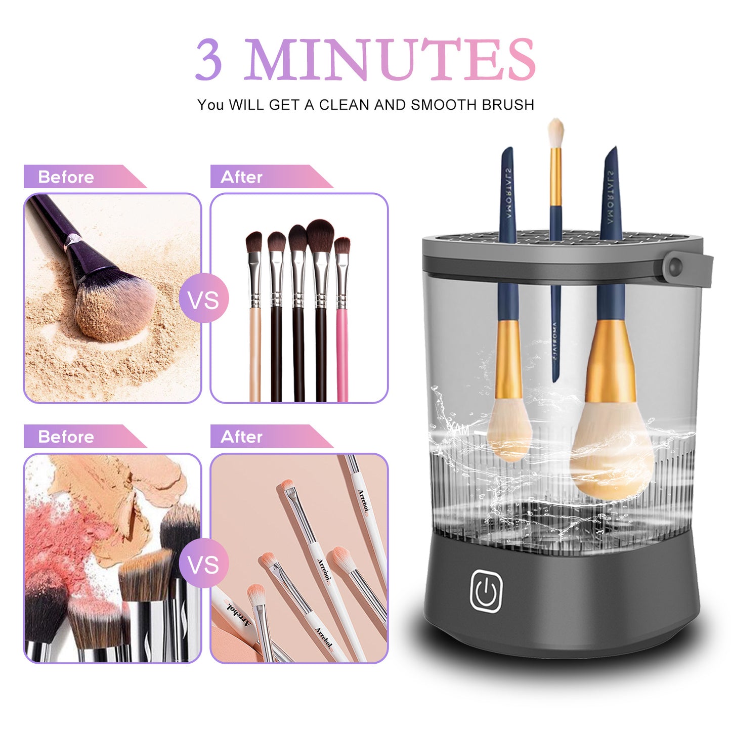 Electric Makeup Brush Cleaner - 9000 RPM Makeup Brush Cleaning Machine, Waterproof Automatic Makeup Brush Cleaner For Makeup Sponges And Brushes - DropOnline.co