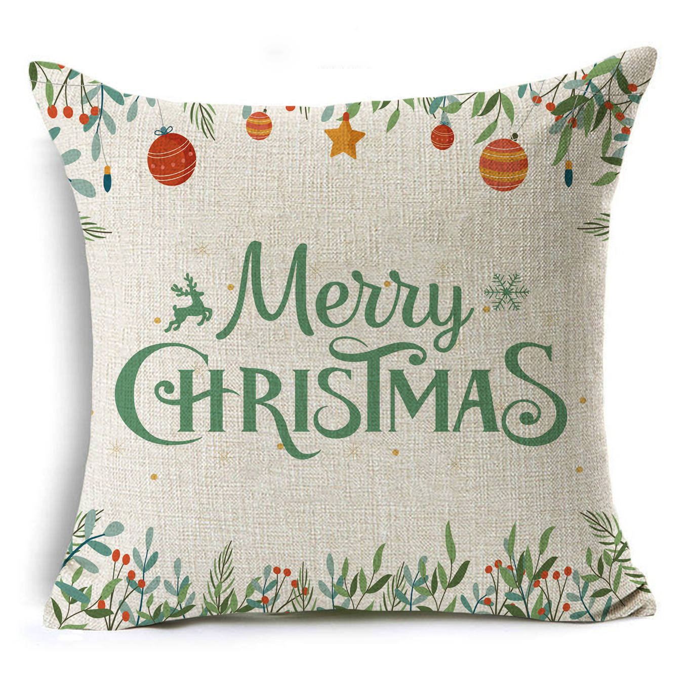 Colorful Christmas Linen Cushion Cover - DropOnline.co