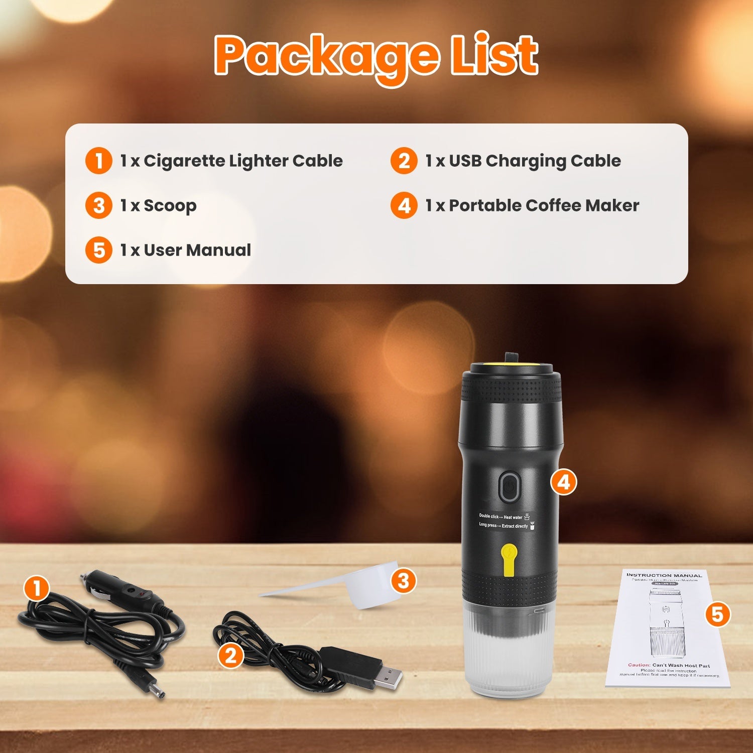 1Pc Portable Electric Espresso Machine Cordless Coffee Maker Self Heating Car Espresso Maker With Anti Dry Burn Fit For Ground Coffee NS DG Capsules For Car Camping Hiking RV Home Office - DropOnline.co