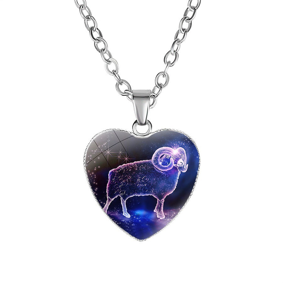 Women's Zodiac Heart Pendant Necklace - Personalized Astrology Jewelry - DropOnline.co