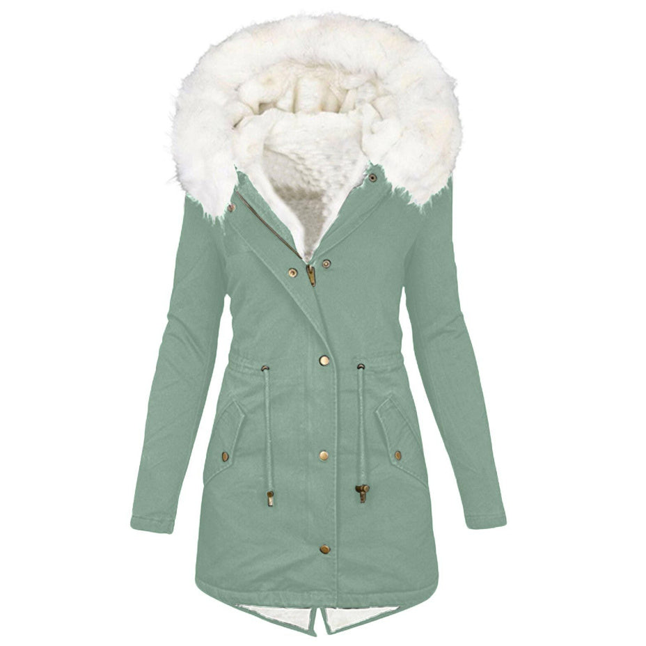 Women's cotton padded jacket with white collar - DropOnline.co