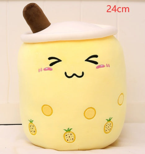 Boba Tea Plush Toy - Cute Strawberry Milk Tea Stuffed Animal Pillow Cushion for Kids - DropOnline.co