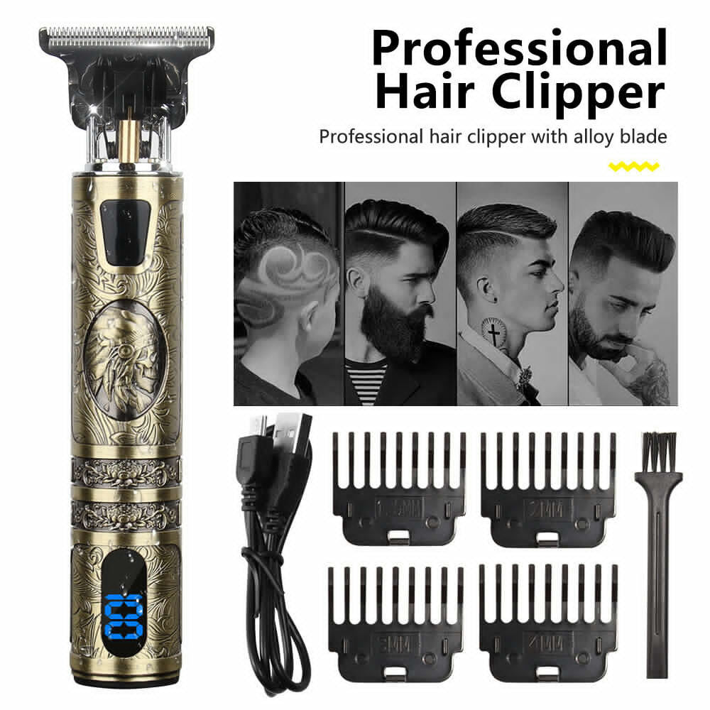 Beard Trimmer Hair Clippers Cordless Hair Cutting Kit Barber Shaving Machine For Men USB Rechargeable - DropOnline.co
