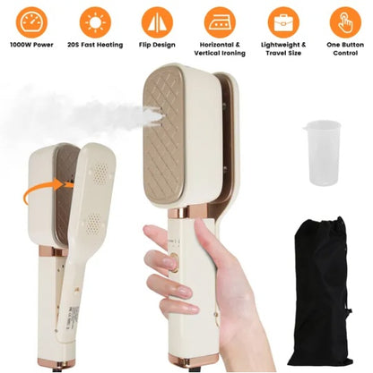 3 In 1 Travel Steamer For Clothes, 1000W Handheld Garment Steamer With 180 Rotating Head - Flat Iron, Hanging & Clip Steamer, Dry Wet Ironing, 20OZ Leak-Proof Tank, Lightweight For Travel Home