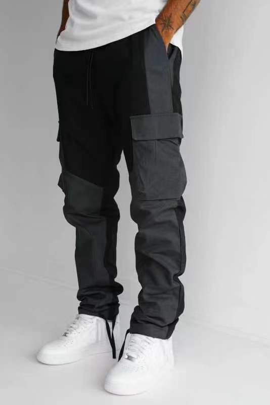 Men's Large Pocket Stitching Trousers - Loose Fit Tapered Pants - DropOnline.co