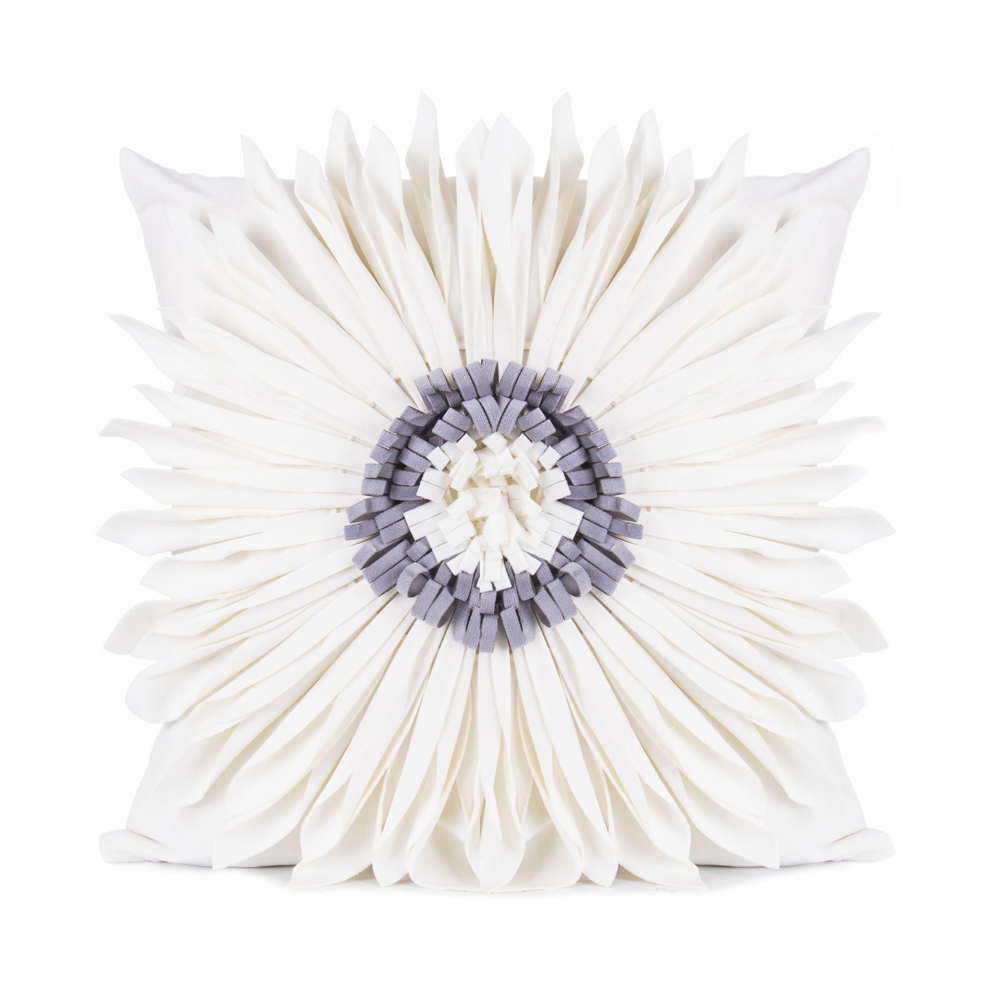 Fashion Modern Style White Throw Pillows Velvet Stitching 3D Chrysanthemum Cushion Waist Pillow Blue Cushion Case - DropOnline.co