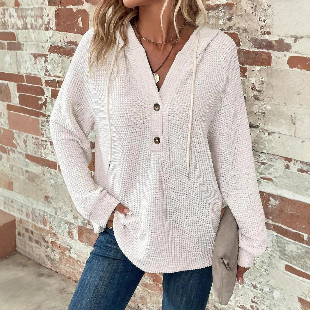 Women's V-Neck Long Sleeve Pullover Sweater - Casual Sports Style - DropOnline.co