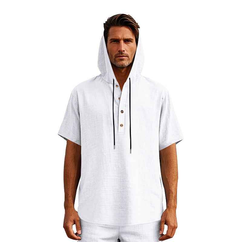 Men's European Linen Short Sleeve T-Shirt - Simple Casual Tee