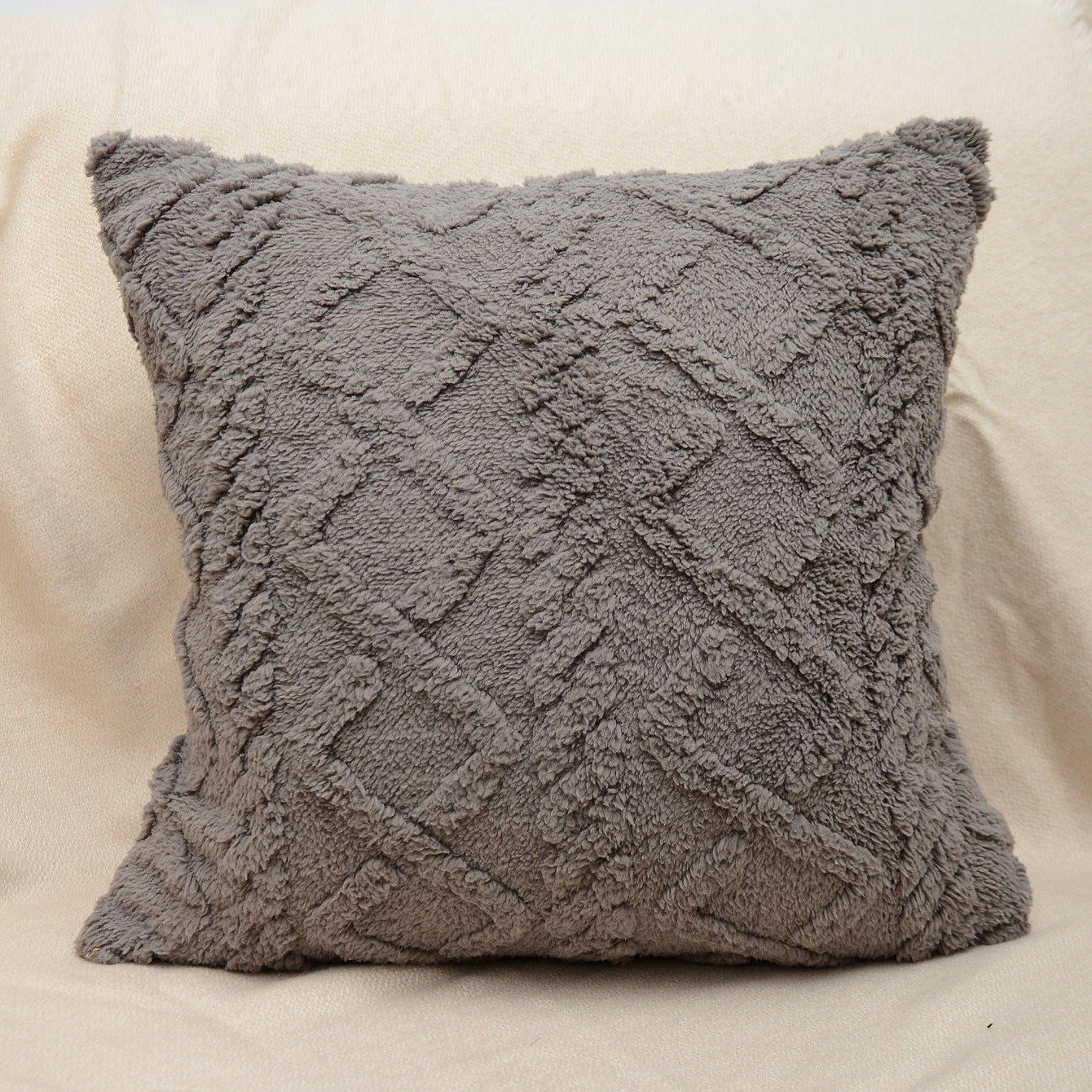 Cut Flower Pillow Cover Plush Jacquard Cushion Cover - DropOnline.co