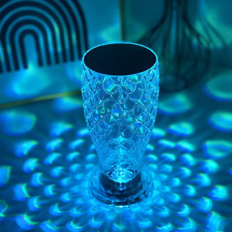 Fish Scale Lamp With USB Port LED Rechargeable Touch Night Light Crystal Lamp For Bedroom Living Room Party Dinner Home Decor Creative Lights - DropOnline.co