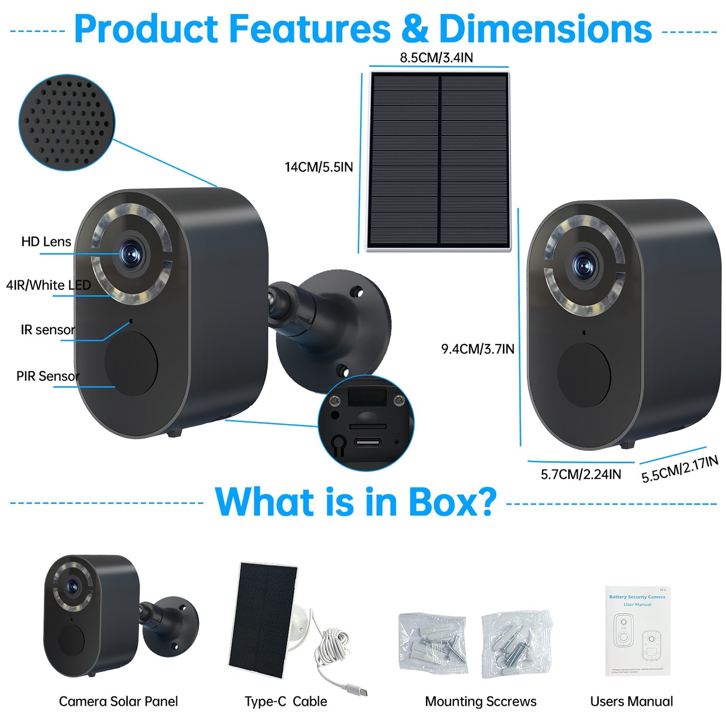 3MP Low Power Wireless Solar Panel IP Camera PIR WiFi Rechargeable Battery Security Outdoor Camera - DropOnline.co