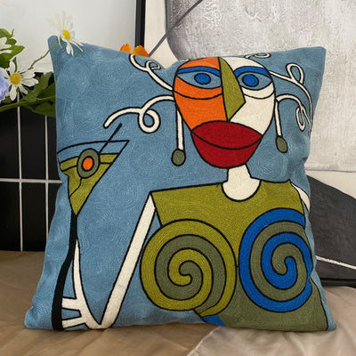 Embroidered Cushion Against Color Three-dimensional Throw Picasso Abstract Pillowcase - DropOnline.co
