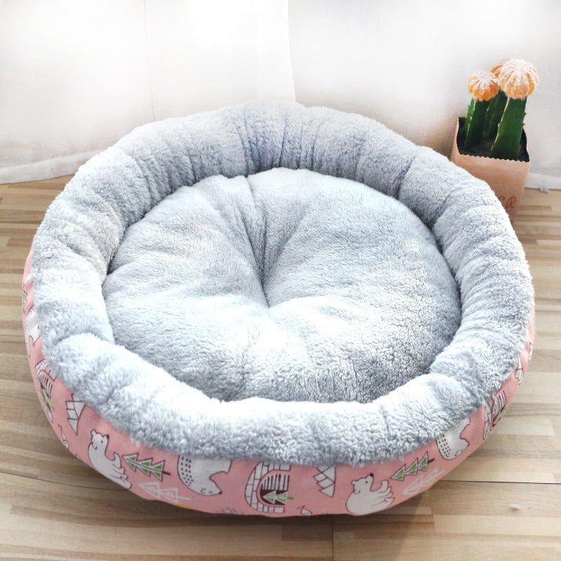Dog and Cat Litter Bed - Round Cotton Padded Pet Cushion for Comfortable Sleep - DropOnline.co