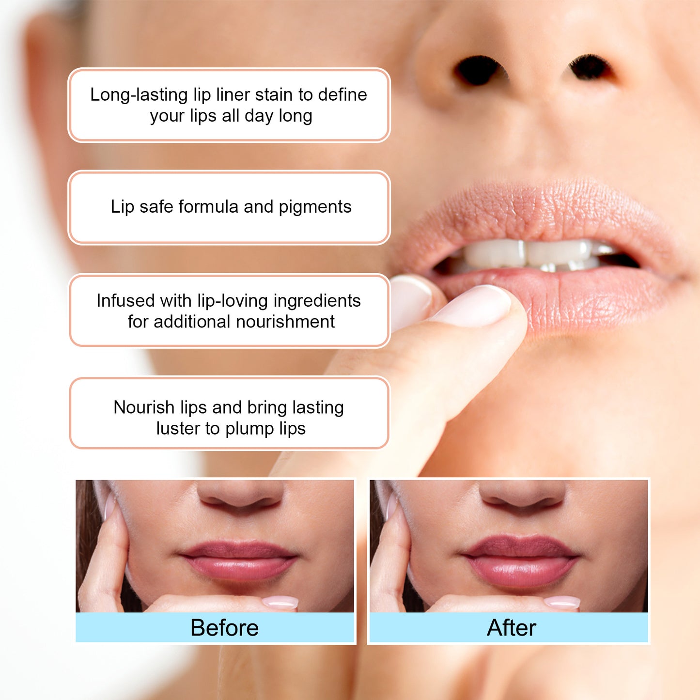 Mineral OilOUHOE Peel Off Lipliner Plump Lip Lines Show Lip Color Without Taking Off Makeup Peel Off Lipliner - DropOnline.co