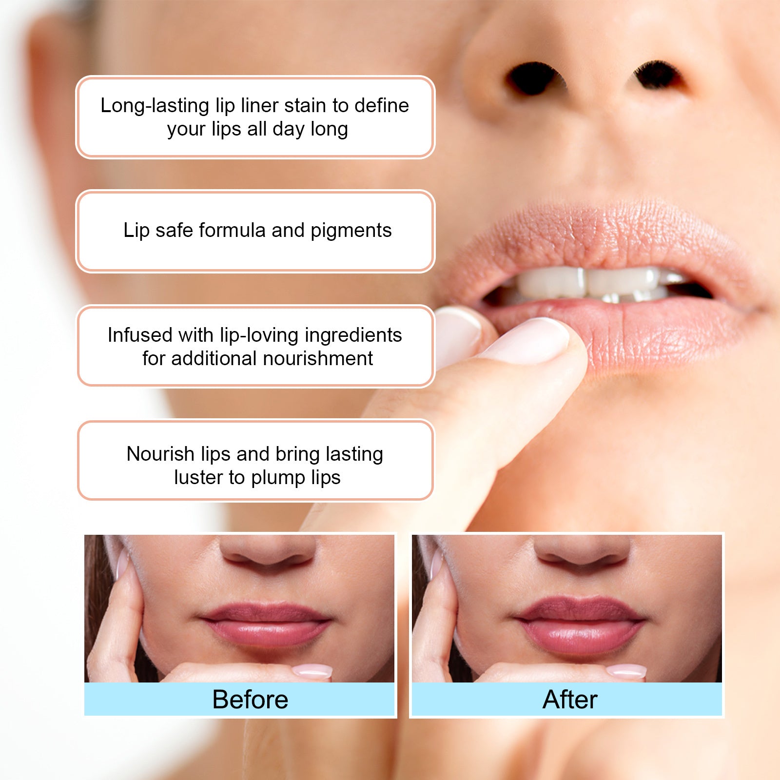 Mineral OilOUHOE Peel Off Lipliner Plump Lip Lines Show Lip Color Without Taking Off Makeup Peel Off Lipliner - DropOnline.co