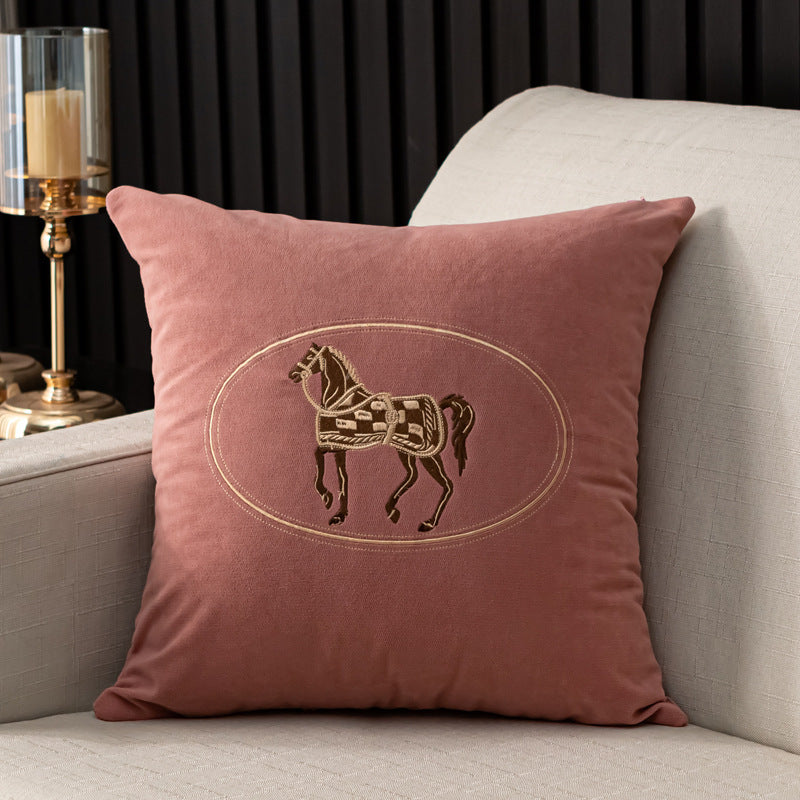 Hand-embroidered Cushion Cover Horse Pattern Pillowcase - DropOnline.co