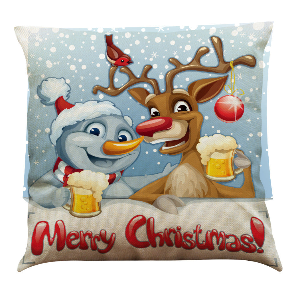 Christmas Cotton Linen Sofa Car Cushion Pillowcase - DropOnline.co