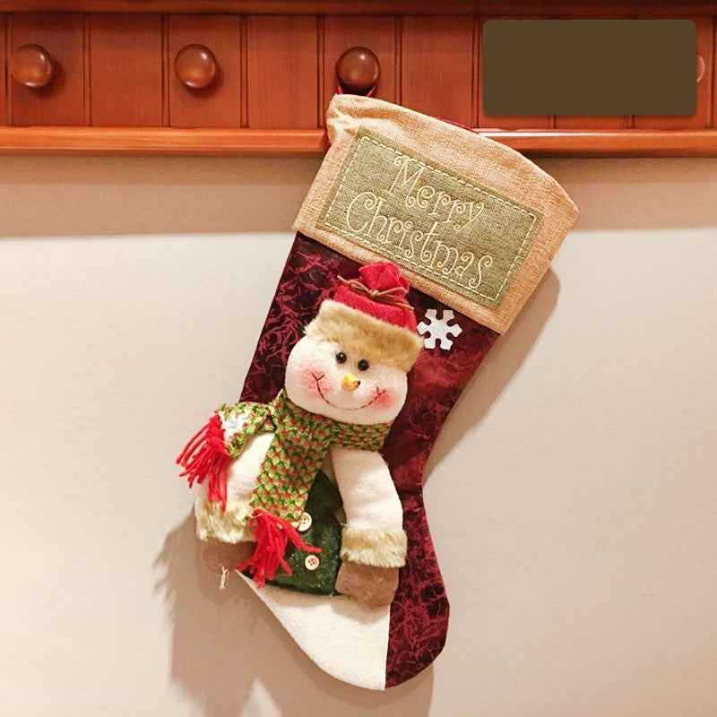 Christmas Stocking Socks Snowman Santa Elk Xmas Fireplace Xmas Tree Ornaments New Year Candy Bag Gift Christmas Decor - DropOnline.co
