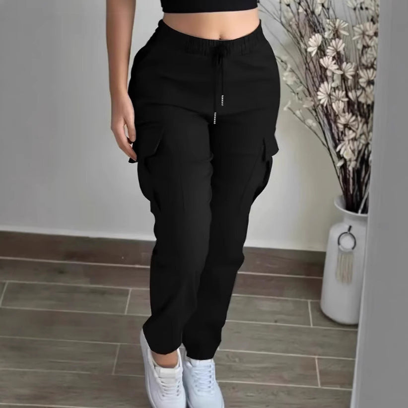Women's Mountaineering Cargo Trousers - Fashion Drawstring Leisure Pants - DropOnline.co