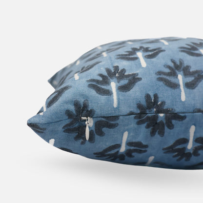 Zeenat Lumbar Throw Pillow Cover - Steel Blue