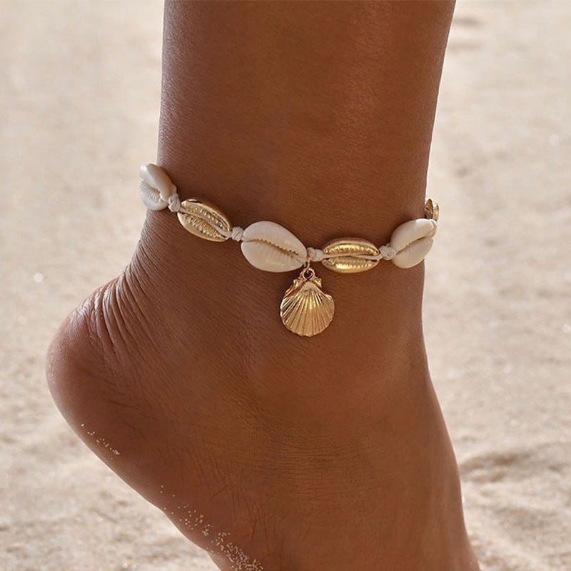 Beach Vacation Shell Anklet - Bohemian Style Seashell Ankle Bracelet - DropOnline.co