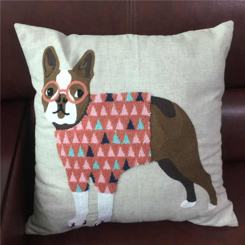 Pillow Embroidered Cushion With Core American Dog - DropOnline.co