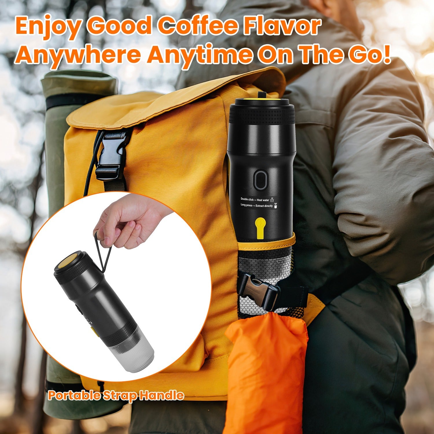 1Pc Portable Electric Espresso Machine Cordless Coffee Maker Self Heating Car Espresso Maker With Anti Dry Burn Fit For Ground Coffee NS DG Capsules For Car Camping Hiking RV Home Office - DropOnline.co