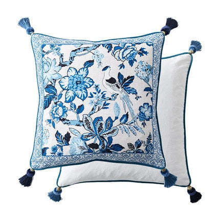 Blue And White Porcelain New Chinese Style Living Room Office Sofa Cushion Cover - DropOnline.co