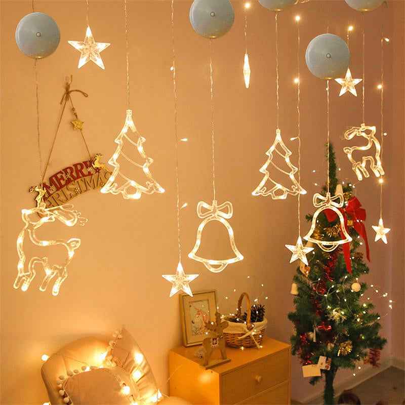 Christmas LED Suction Cup Lights - Santa Claus Elk Snowman Window Chandelier Battery Powered - DropOnline.co