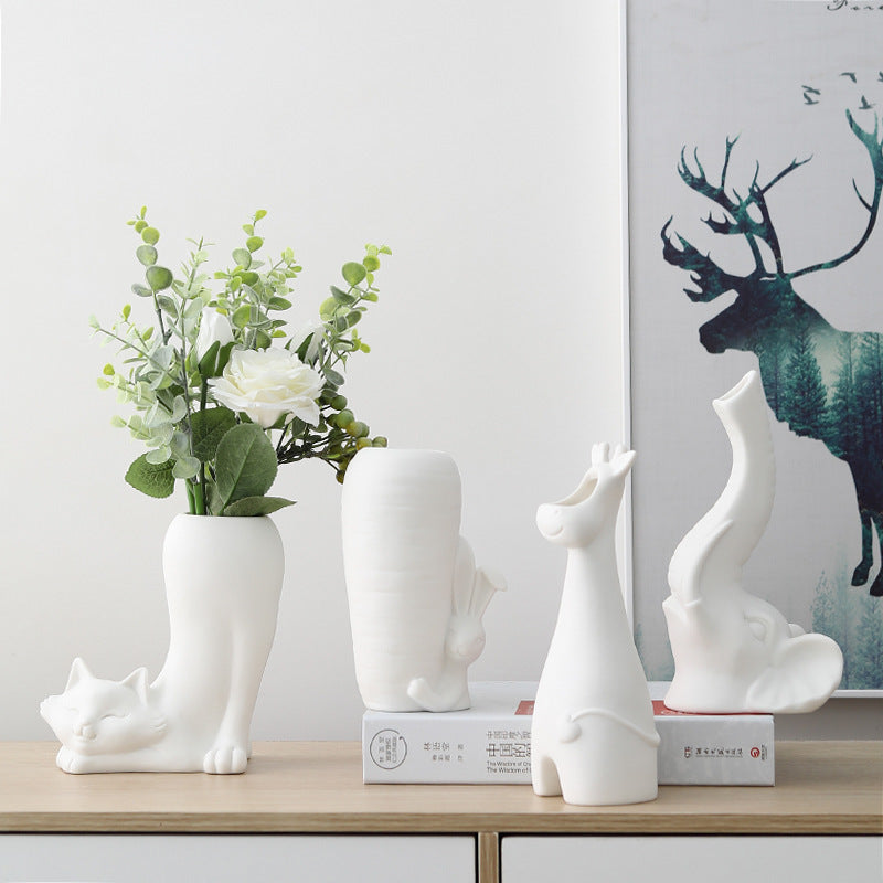 White Ceramic Vase Simple Home Decoration - DropOnline.co
