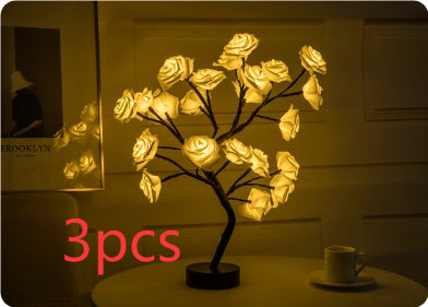 Rose Flower Lamp USB Battery Operated LED Table Lamp Bonsai Tree Night Lights Garland Bedroom Decoration Lights Home Decor - DropOnline.co