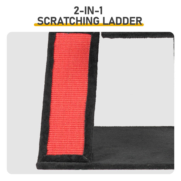 Gothic Cat Tree, Halloween Cat Tower Cat Tree With Spacious Cat Condo, Brach Shaped Scratching Post, Scratching Ladder, Spider Toy For Indoor Cats, Red & Black - DropOnline.co