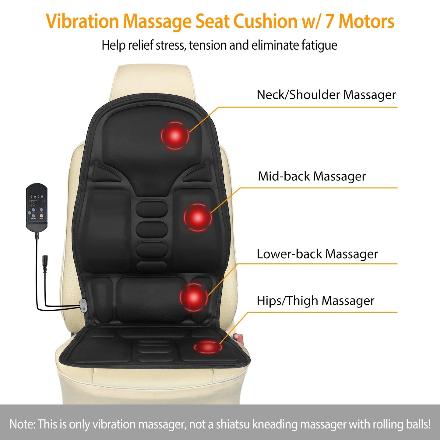 1Pc Back Massager Cushion Electric Massage Car Seat Cushion Chair Pad With Heating Function 8 Vibration Modes 3 Intensity Levels Fedex Shipping - DropOnline.co