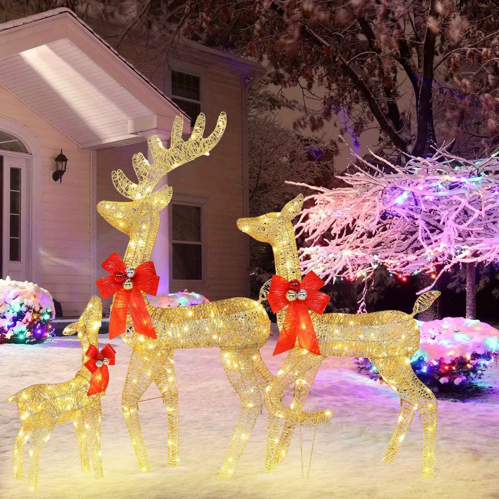 Golden Christmas Reindeer Set - 3-Piece Holiday Decoration