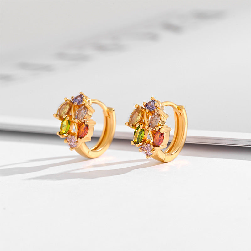 Fashion Multi-style Square Crystal Zircon Ornament Gold Plated Diamond Ear Ring - DropOnline.co